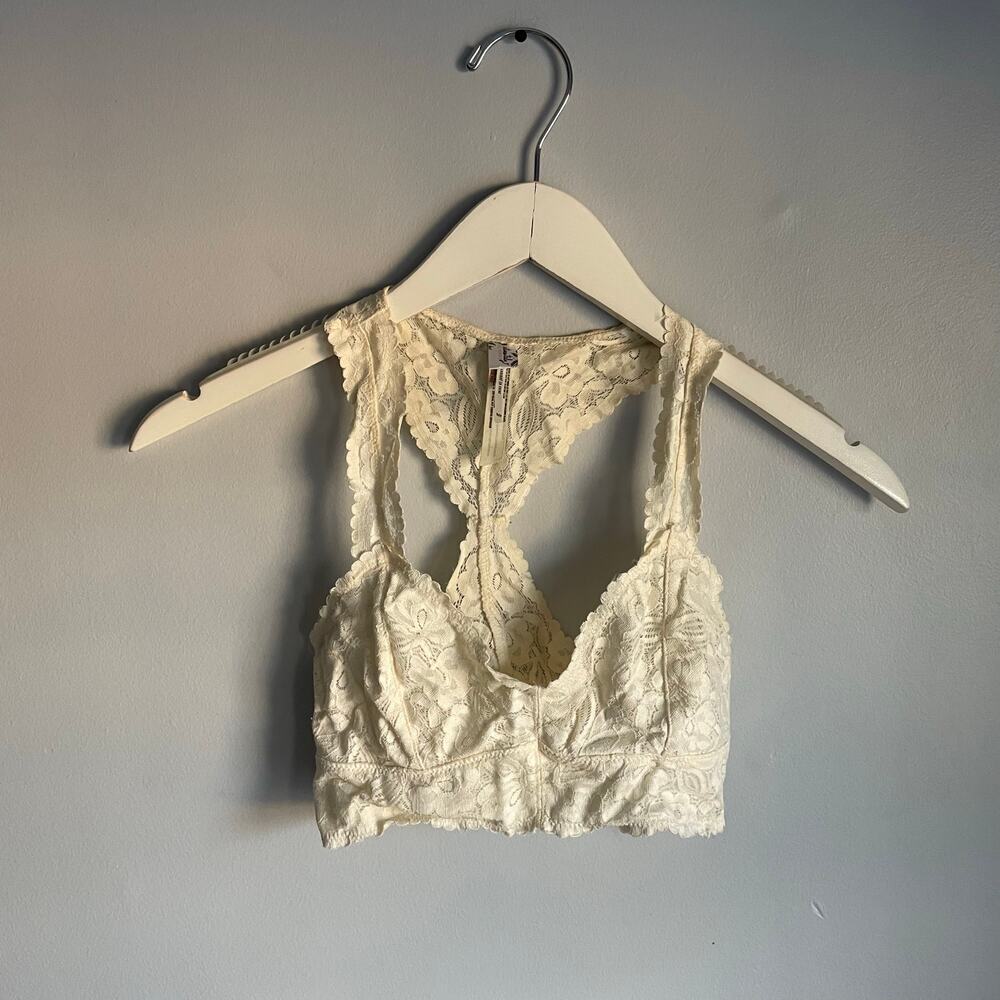Intimately Free People Cream Lace Racerback Bralette Coquette Romantic Dainty XS